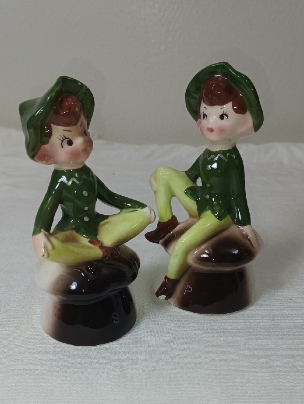 Vintage Enesco Pixie Elf Figurine Salt and Pepper Set